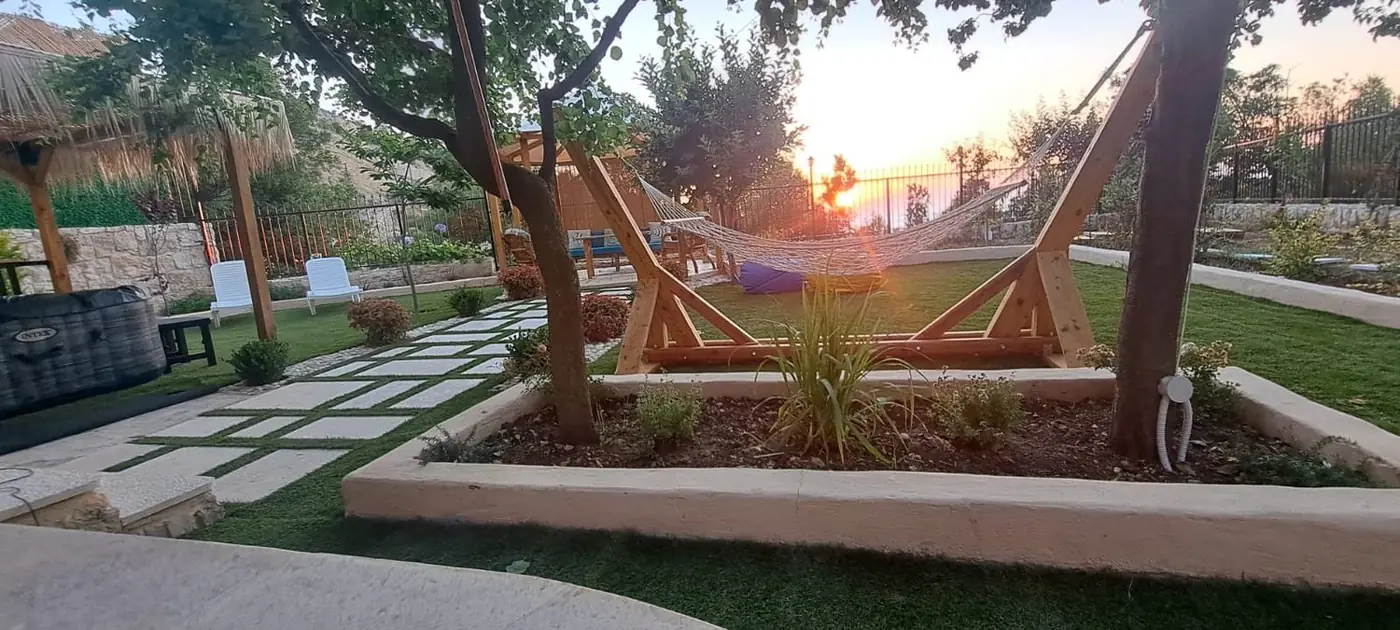 The garden and the valley at golden hour
